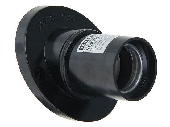 Патрон Е27 карболитовый настенный черный наклонный TDM - фото в Миди Лтд Изображение товара Патрон Е27 карболитовый настенный черный наклонный TDM в Миди Лтд