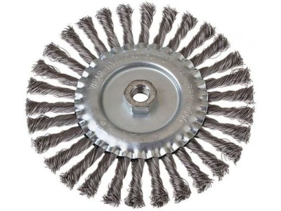 Корщетка-колесо с наклоном стальная витая проволока 115мм (гайка М14) - фото в Миди Лтд Изображение товара Корщетка-колесо с наклоном стальная витая проволока 115мм (гайка М14) в Миди Лтд