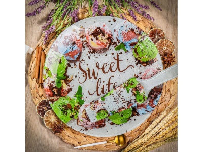 Изображение товара Блюдо стекло круглое с лопаткой 30см Daniks Sweet life (12шт/уп) X в Миди Лтд