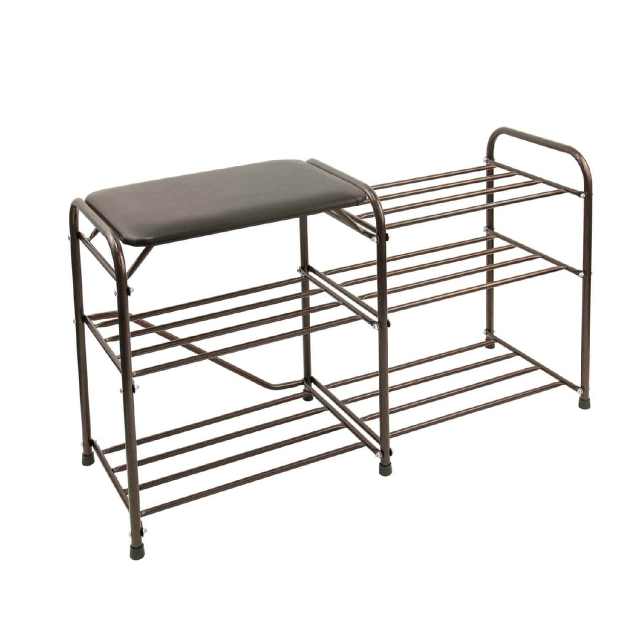 Изображение товара Подставка для обуви Дубль 3 полки 90 с сиденьем медный антик в Миди Лтд