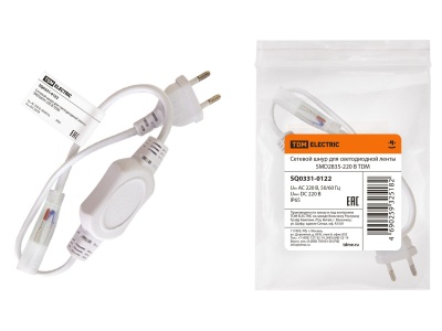 Сетевой шнур для светодиодной ленты SMD2835-220 B TDM - фото в Миди Лтд Изображение товара Сетевой шнур для светодиодной ленты SMD2835-220 B TDM в Миди Лтд