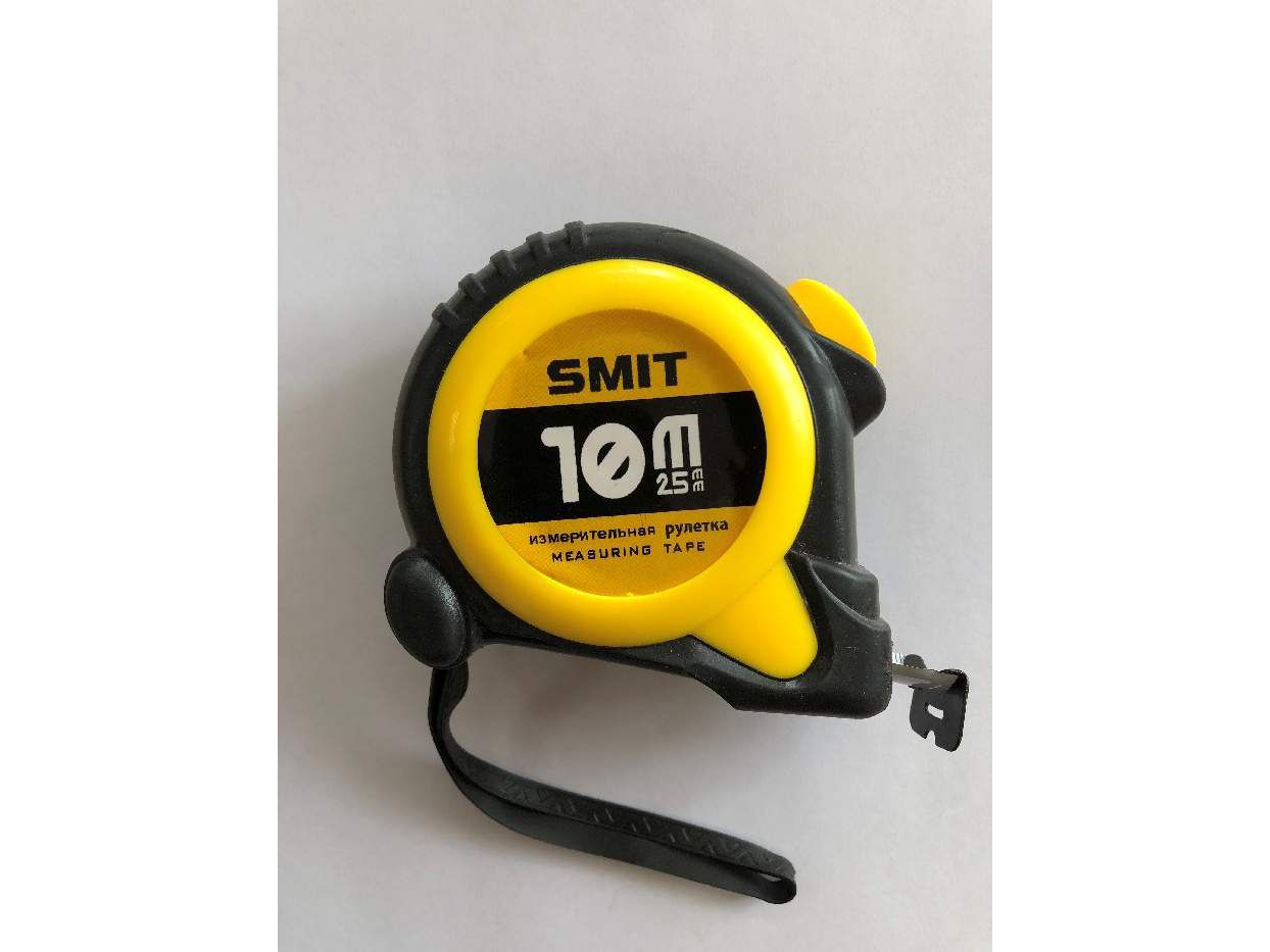 Рулетка 10м*25мм SMIT прорезиненая противоударная - фото в Миди Лтд Изображение товара Рулетка 10м*25мм SMIT прорезиненая противоударная в Миди Лтд