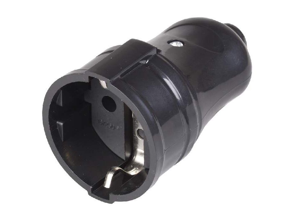 Розетка разборная прямая с з/к 16А черная ERP10-16-01-K02 РПп10-02-Ст - фото в Миди Лтд Изображение товара Розетка разборная прямая с з/к 16А черная ERP10-16-01-K02 РПп10-02-Ст в Миди Лтд