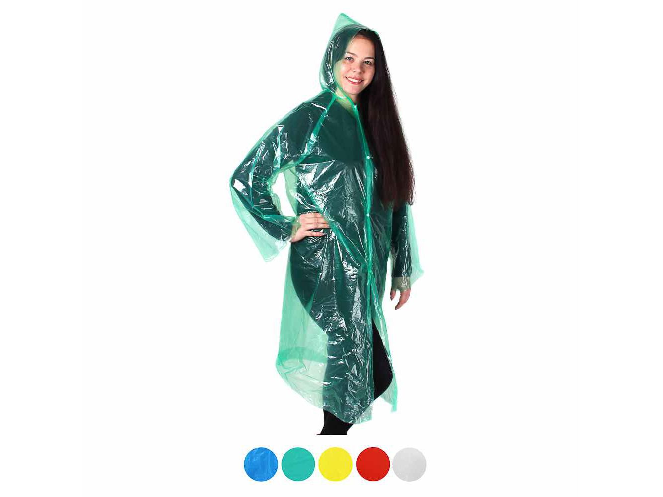 Изображение товара Дождевик плащ глянцевый с кнопками, ПЭ 110*65см 25мкр, 5 цветов, INBLOOM (300шт/кор)  Х в Миди Лтд