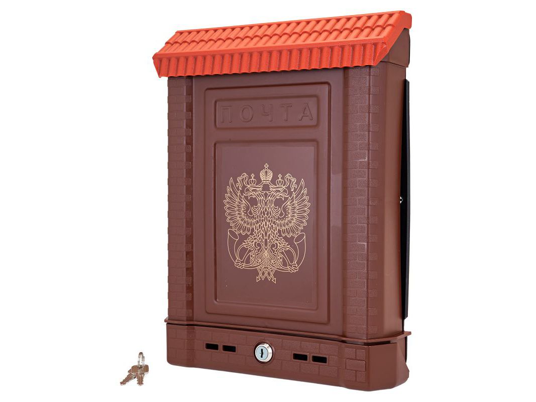 Ящик почтовый Премиум двухглавый орел, внешний с замком, коричневый (10шт/уп) - фото в Миди Лтд Изображение товара Ящик почтовый Премиум двухглавый орел, внешний с замком, коричневый (10шт/уп) в Миди Лтд