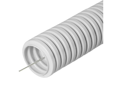Изображение товара Труба гофрированная ПВХ д 20мм с зондом строительная серая (50м/рул) в Миди Лтд