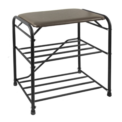 Изображение товара Подставка для обуви 3 полки 45 с сиденьем черный в Миди Лтд