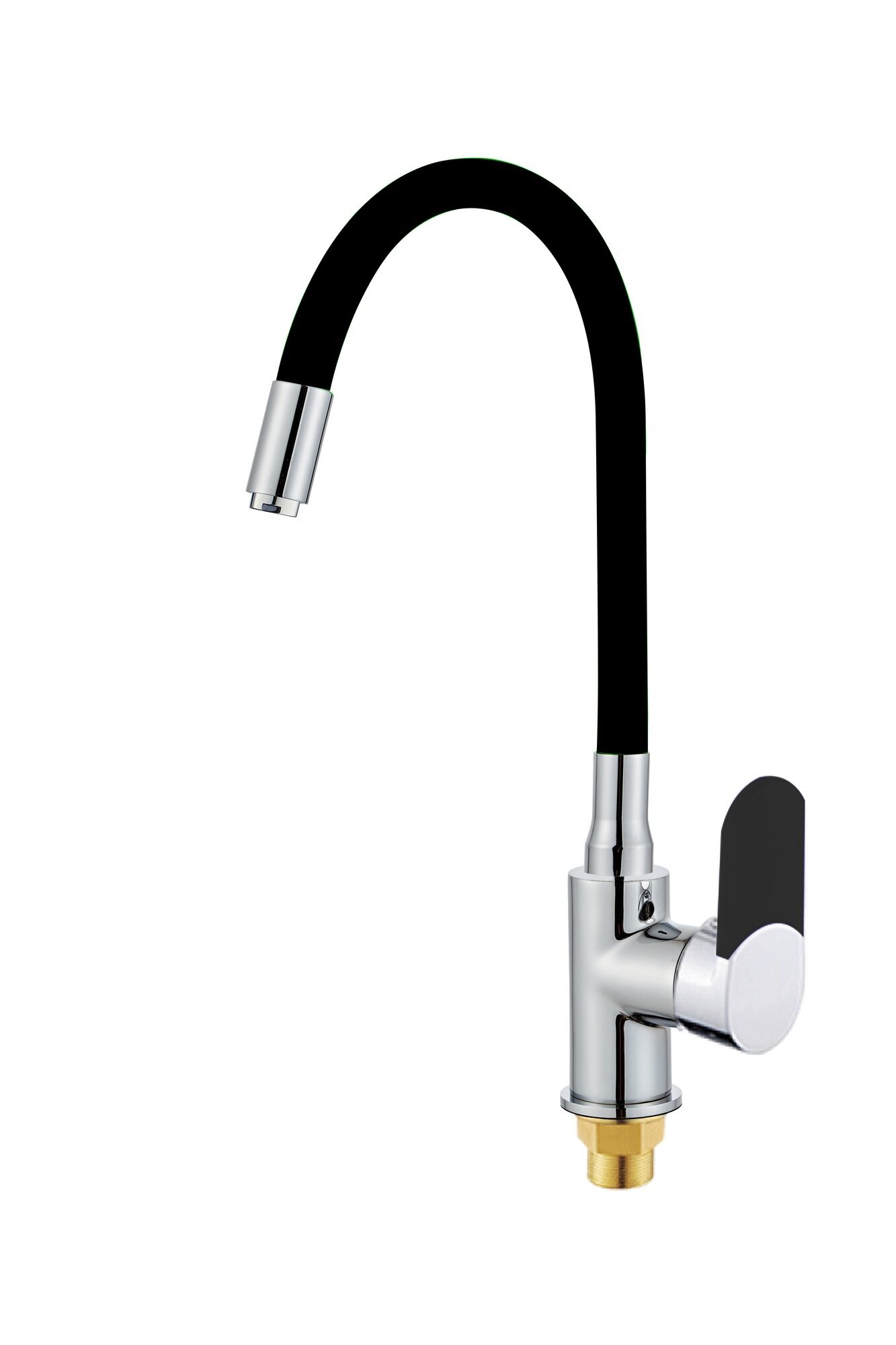 Смеситель для кухни высокий силиконовый излив 35мм гайка черный ХХХ - фото в Миди Лтд Изображение товара Смеситель для кухни высокий силиконовый излив 35мм гайка черный ХХХ в Миди Лтд