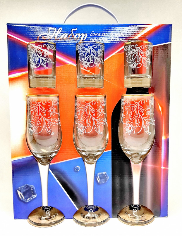 Подарочный набор Акация 12пр (фужер 6шт+стопка 6шт) (3шт/уп) Х - фото в Миди Лтд Изображение товара Подарочный набор Акация 12пр (фужер 6шт+стопка 6шт) (3шт/уп) Х в Миди Лтд