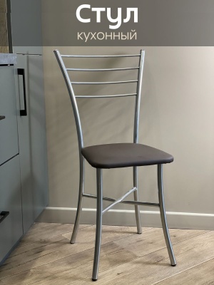 Изображение товара Стул "Астра" Каркас хром, Кожзам коричневый в Миди Лтд