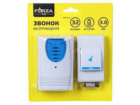 Изображение товара Звонок беспроводной 32 мелодии 3.0VDC(2*1,5VAA) FORZA (60шт/кор) в Миди Лтд