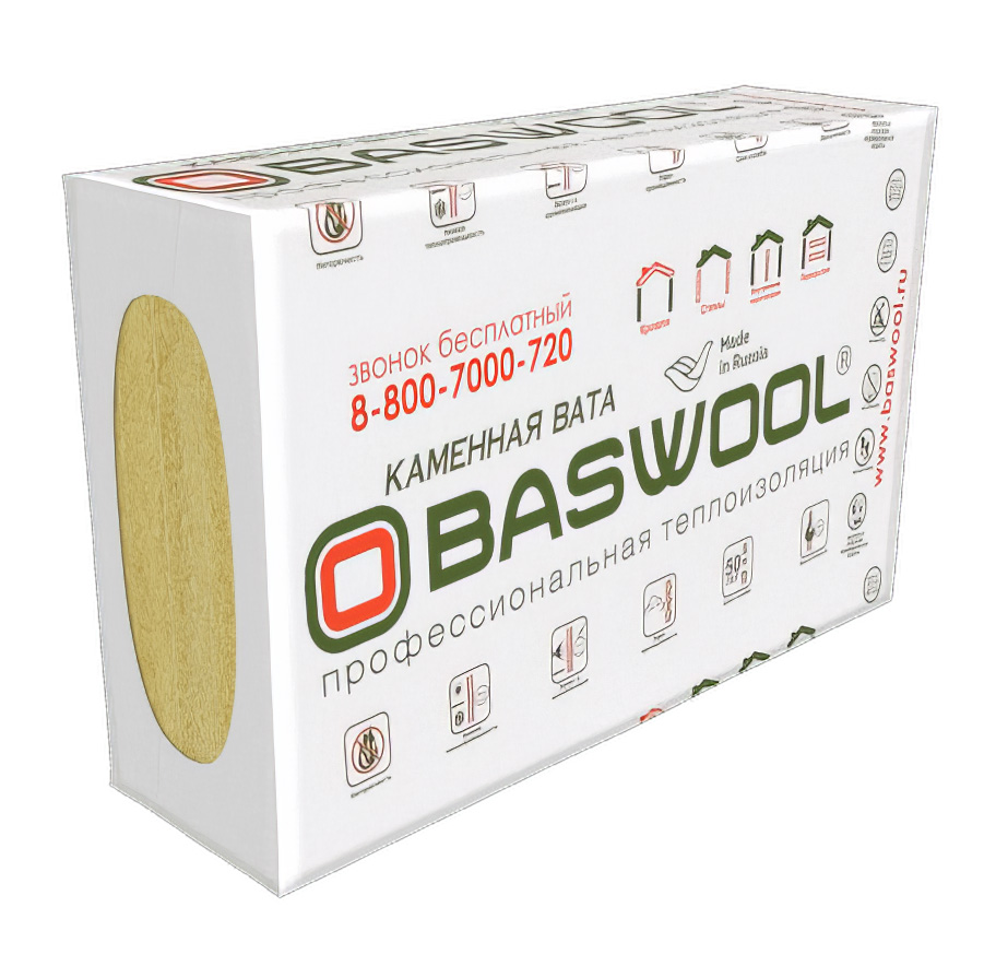 Минплита BASWOOL П-100 РУФ Н (НГ) 1200*600*100мм (уп-3шт/2,16кв.м/0,216куб.м) (32уп/пал) - фото в Миди Лтд Изображение товара Минплита BASWOOL П-100 РУФ Н (НГ) 1200*600*100мм (уп-3шт/2,16кв.м/0,216куб.м) (32уп/пал) в Миди Лтд
