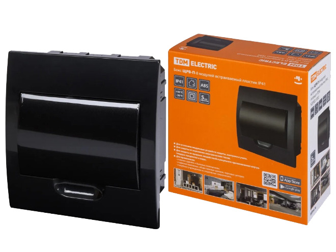 Изображение товара Бокс ЩРВ-П-8 модулей встраиваемый пластик IP41 антрацит TDM в Миди Лтд