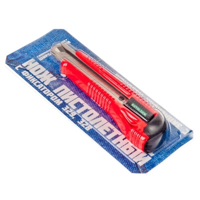 Изображение товара Нож 18мм пистолетный с фиксатором с запасным лезвием (240шт/кор) в Миди Лтд