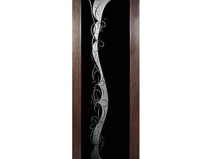 Полотно дверное ПО экошпон модель 42 венге стекло черное 600 - фото в Миди Лтд Изображение товара Полотно дверное ПО экошпон модель 42 венге стекло черное 600 в Миди Лтд