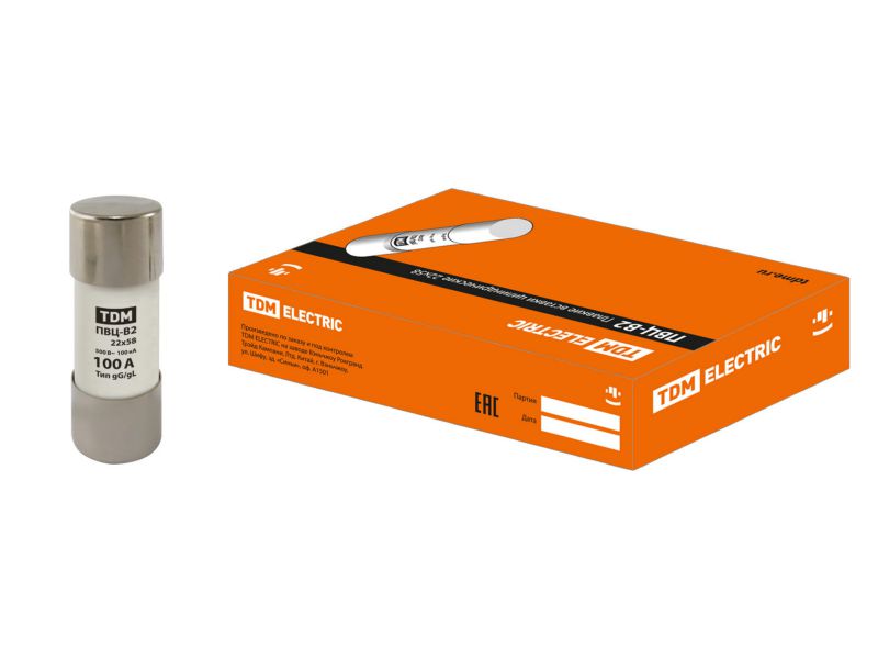 Плавкая вставка В2 22*58 100А TDM - фото в Миди Лтд Изображение товара Плавкая вставка В2 22*58 100А TDM в Миди Лтд