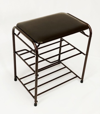 Изображение товара Подставка для обуви 3 полки 45 с сиденьем медный антик в Миди Лтд