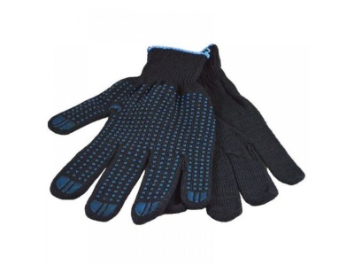 Перчатки х/б 5 нитей ПВХ Точка "ЛЮКС" Черные (10шт/уп)(250шт/меш) - фото в Миди Лтд Изображение товара Перчатки х/б 5 нитей ПВХ Точка "ЛЮКС" Черные (10шт/уп)(250шт/меш) в Миди Лтд