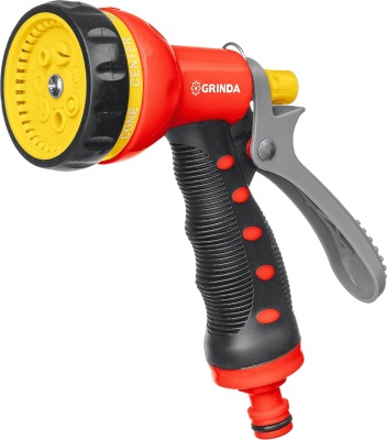 Пистолет GRINDA T-7 поливочный 7 режимов пластик с TPR - фото в Миди Лтд Изображение товара Пистолет GRINDA T-7 поливочный 7 режимов пластик с TPR в Миди Лтд