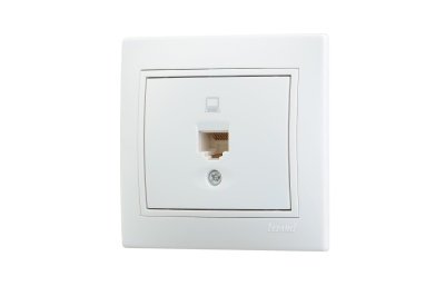 Розетка компьютерная LEZARD Мира белая с белой вставкой - фото в Миди Лтд Изображение товара Розетка компьютерная LEZARD Мира белая с белой вставкой в Миди Лтд