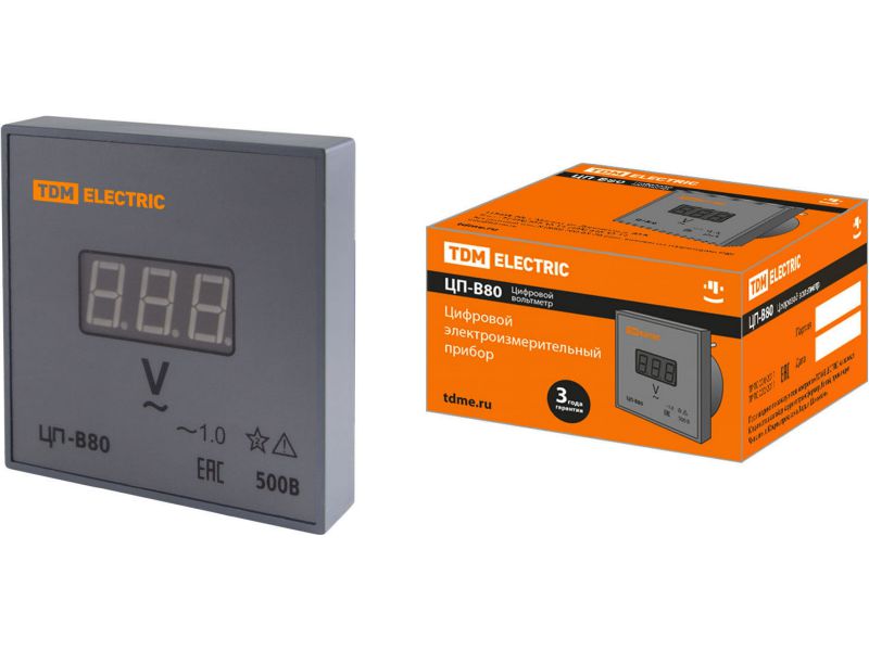 Вольтметр цифровой ЦП-В80 500В 1,0 TDM - фото в Миди Лтд Изображение товара Вольтметр цифровой ЦП-В80 500В 1,0 TDM в Миди Лтд