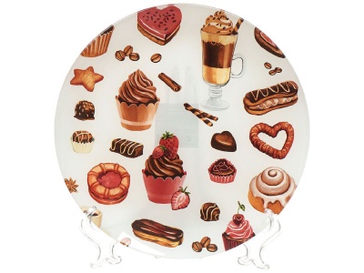 Изображение товара Тарелка обеденная стекло круглая 23см Daniks Сладости (6шт/уп) в Миди Лтд