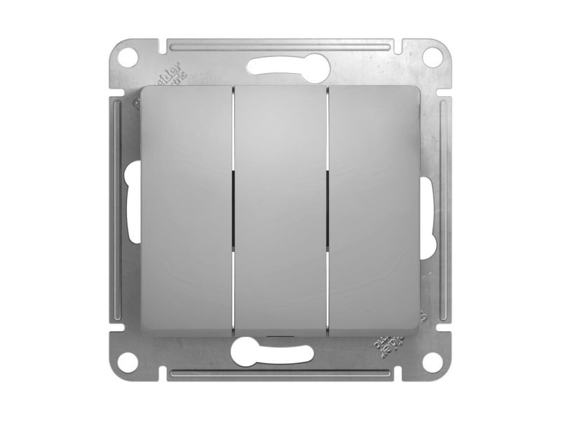 Изображение товара Выключатель 3-кл Schneider Glossa 10А алюминевый в Миди Лтд
