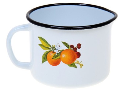 Изображение товара Кружка с носиком эмаль белая 1л Фруктовая фантазия С-0107БСЛ/4 (8шт/уп) Х в Миди Лтд