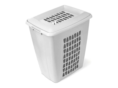 Корзина для белья МОЛЕТТА прямоугольная с крышкой 45л светло-серая (5шт/уп) - фото в Миди Лтд Изображение товара Корзина для белья МОЛЕТТА прямоугольная с крышкой 45л светло-серая (5шт/уп) в Миди Лтд