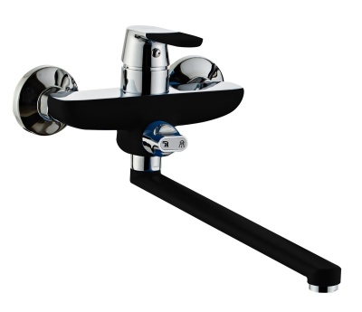 Смеситель для ванной плоский излив, переключатель для душа 35мм черный ХХХ - фото в Миди Лтд Изображение товара Смеситель для ванной плоский излив, переключатель для душа 35мм черный ХХХ в Миди Лтд