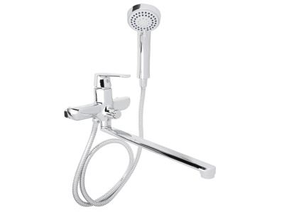 Смеситель для ванны с прямым изливом с душ набором латунь RAIN Гранат - фото в Миди Лтд Изображение товара Смеситель для ванны с прямым изливом с душ набором латунь RAIN Гранат в Миди Лтд