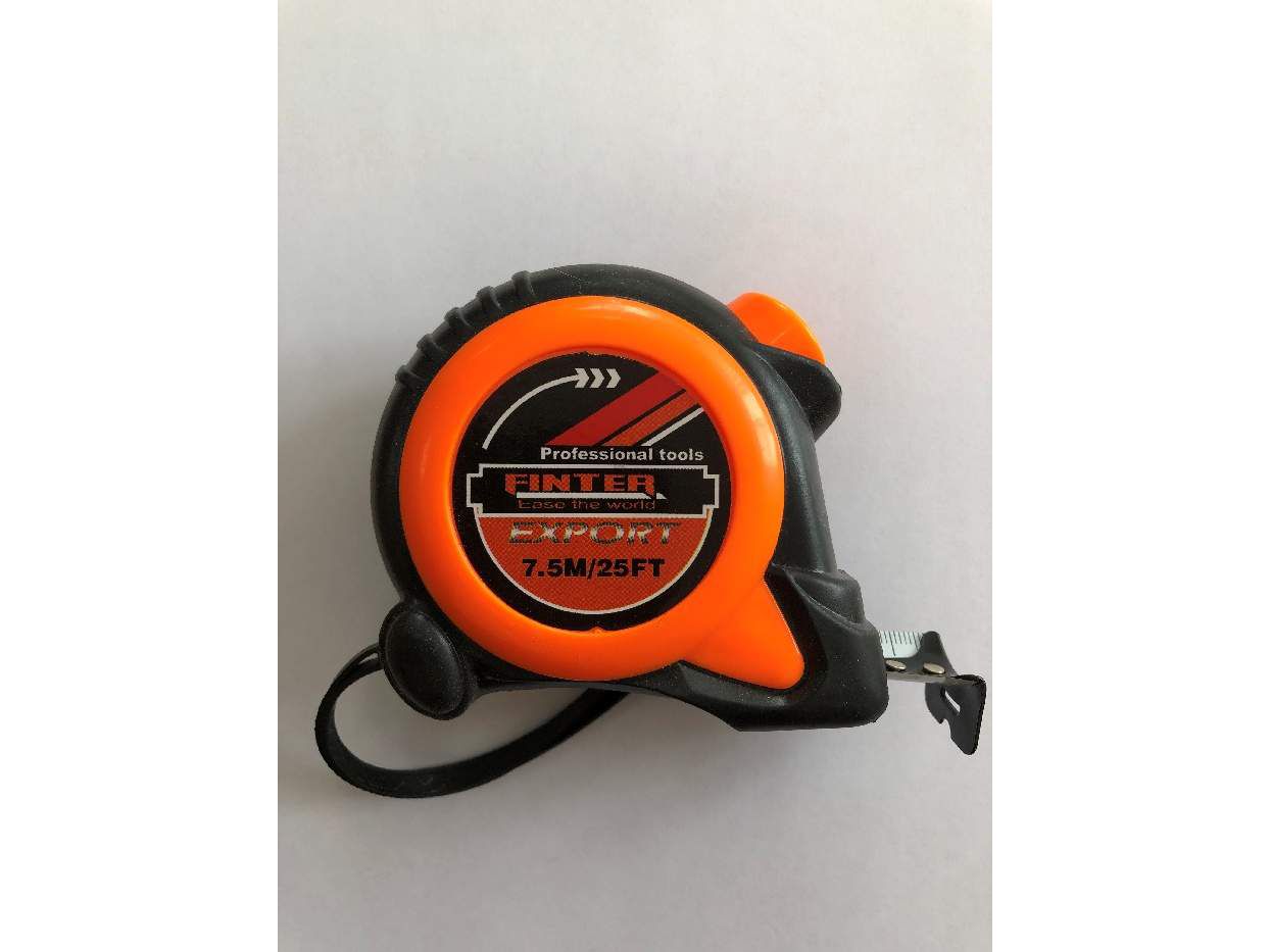 Рулетка  7,5м*25мм FINTER прорезиненая противоударная - фото в Миди Лтд Изображение товара Рулетка  7,5м*25мм FINTER прорезиненая противоударная в Миди Лтд