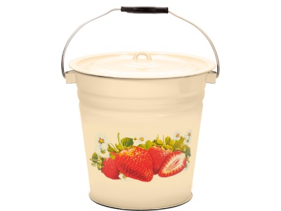 Изображение товара Ведро эмаль кремовая 12л Сочная клубника С-1224/4Км (4шт/уп) в Миди Лтд