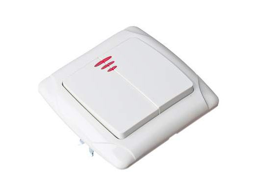 Выключатель двухклавишный с подсветкой   ХХ - фото в Миди Лтд Изображение товара Выключатель двухклавишный с подсветкой   ХХ в Миди Лтд