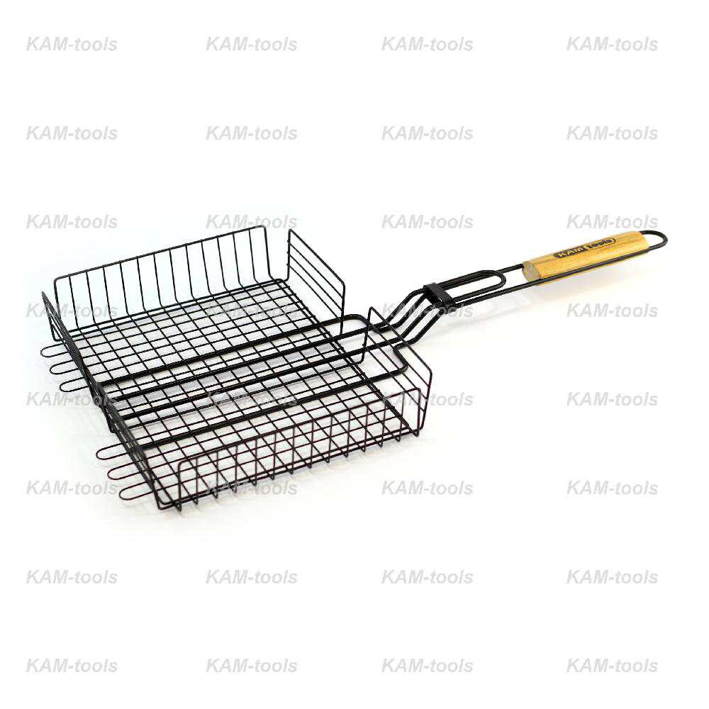 Изображение товара Решетка-гриль KAM-tools хром 310*240*55мм с антипригарным покрытием (24шт/уп) в Миди Лтд