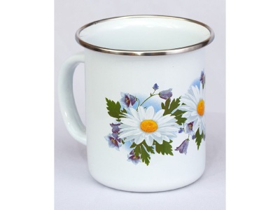 Изображение товара Кружка с носиком эмаль белая 1л Ромашковое поле С-0107БСЛ/4 (8шт/уп) Х в Миди Лтд