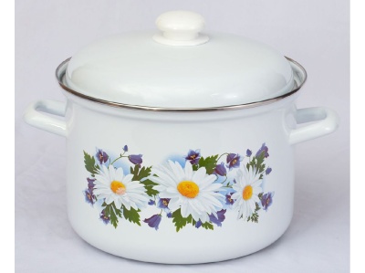 Изображение товара Кастрюля эмаль белая 6,0л Ромашковое поле С-1618АП2/4 (4шт/уп) Х в Миди Лтд