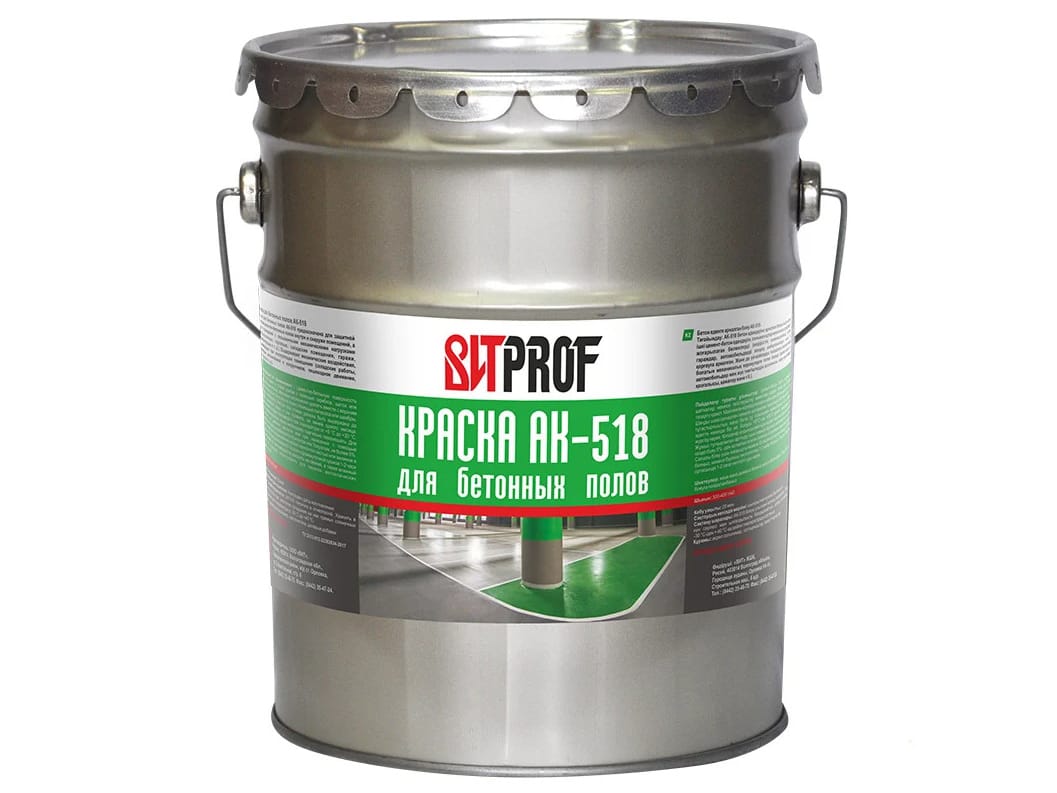 Изображение товара Краска для бетонных полов АК-518 ВИТ PROF белая 20кг (33шт/пал) в Миди Лтд