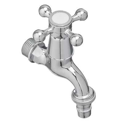 Изображение товара Кран водоразборный короткий излив вентильный со штуцером 1/2" цинк FRESSO (120шт/кор) в Миди Лтд