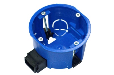 Изображение товара Коробка установочная ГСК 68х45 мм IP30 безгалогенная (HF) синий с пластиковыми лапками в Миди Лтд