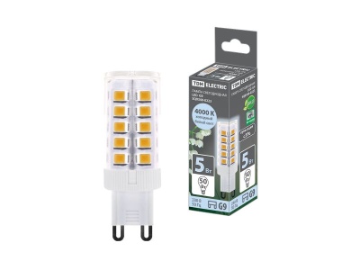 Изображение товара Лампа светодиодная G9 5W 230V 4000К SMD 16*49мм  TDM в Миди Лтд