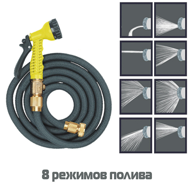 Изображение товара Шланг поливочный растягивающийся 7,5м латекс полиэстер латунь INBLOOM (12шт/кор)    ХХ в Миди Лтд