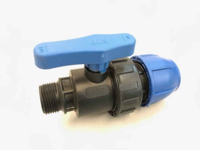 Кран шаровый ПНД 25*3/4 НР ИТАЛ (132шт/уп) - фото в Миди Лтд Изображение товара Кран шаровый ПНД 25*3/4 НР ИТАЛ (132шт/уп) в Миди Лтд