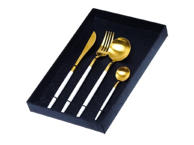 Набор столовых приборов нерж сталь Daniks 4 предмета (нож 1 шт, вилка 1 шт, ложка  361670 - фото в Миди Лтд Изображение товара Набор столовых приборов нерж сталь Daniks 4 предмета (нож 1 шт, вилка 1 шт, ложка  361670 в Миди Лтд