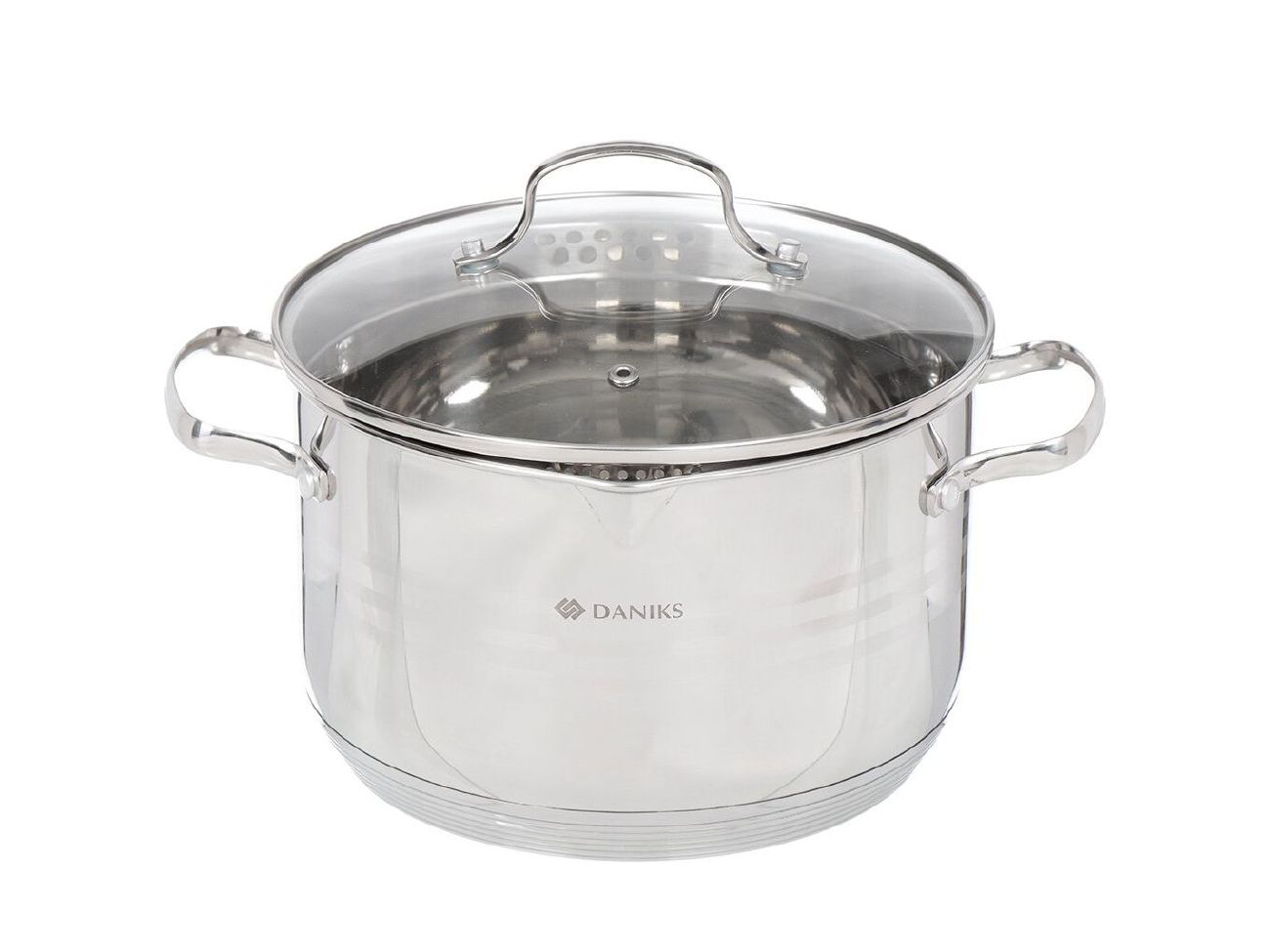 Кастрюля нерж сталь Daniks 3,9л. крышка стекло индукция Токио (6шт/уп) - фото в Миди Лтд Изображение товара Кастрюля нерж сталь Daniks 3,9л. крышка стекло индукция Токио (6шт/уп) в Миди Лтд
