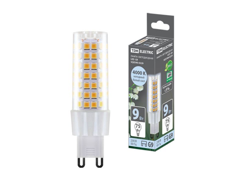Изображение товара Лампа светодиодная G9 9W 230V 4000К SMD 21,5*70,5мм  TDM в Миди Лтд