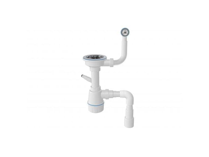 Изображение товара Сифон ZEGOR для мойки M104-8 3 1/2 40*50 мм с отводом с/м перелив круглый(20шт/уп) в Миди Лтд