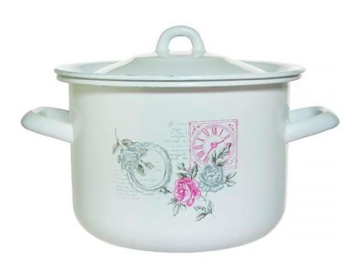 Кастрюля эмаль белая 2,6л Время цветов Р-50110Б/4 (4шт/уп) - фото в Миди Лтд Изображение товара Кастрюля эмаль белая 2,6л Время цветов Р-50110Б/4 (4шт/уп) в Миди Лтд