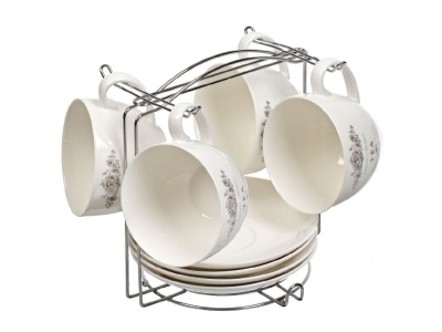 Чайный набор керамика 8 предметов 280мл метал подставка Daniks Классик (6шт/уп) - фото в Миди Лтд Изображение товара Чайный набор керамика 8 предметов 280мл метал подставка Daniks Классик (6шт/уп) в Миди Лтд