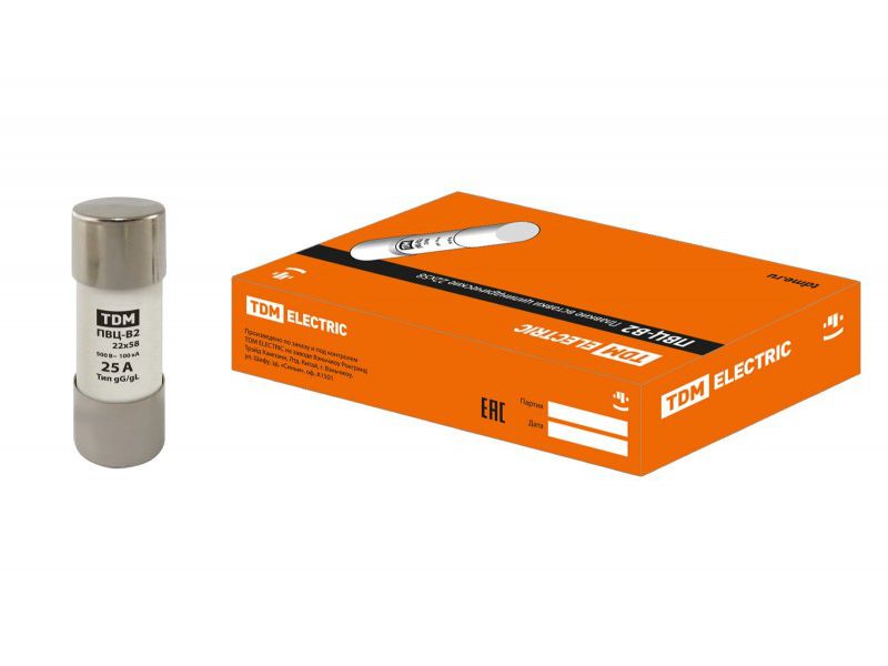 Плавкая вставка В2 22*58 25А TDM - фото в Миди Лтд Изображение товара Плавкая вставка В2 22*58 25А TDM в Миди Лтд